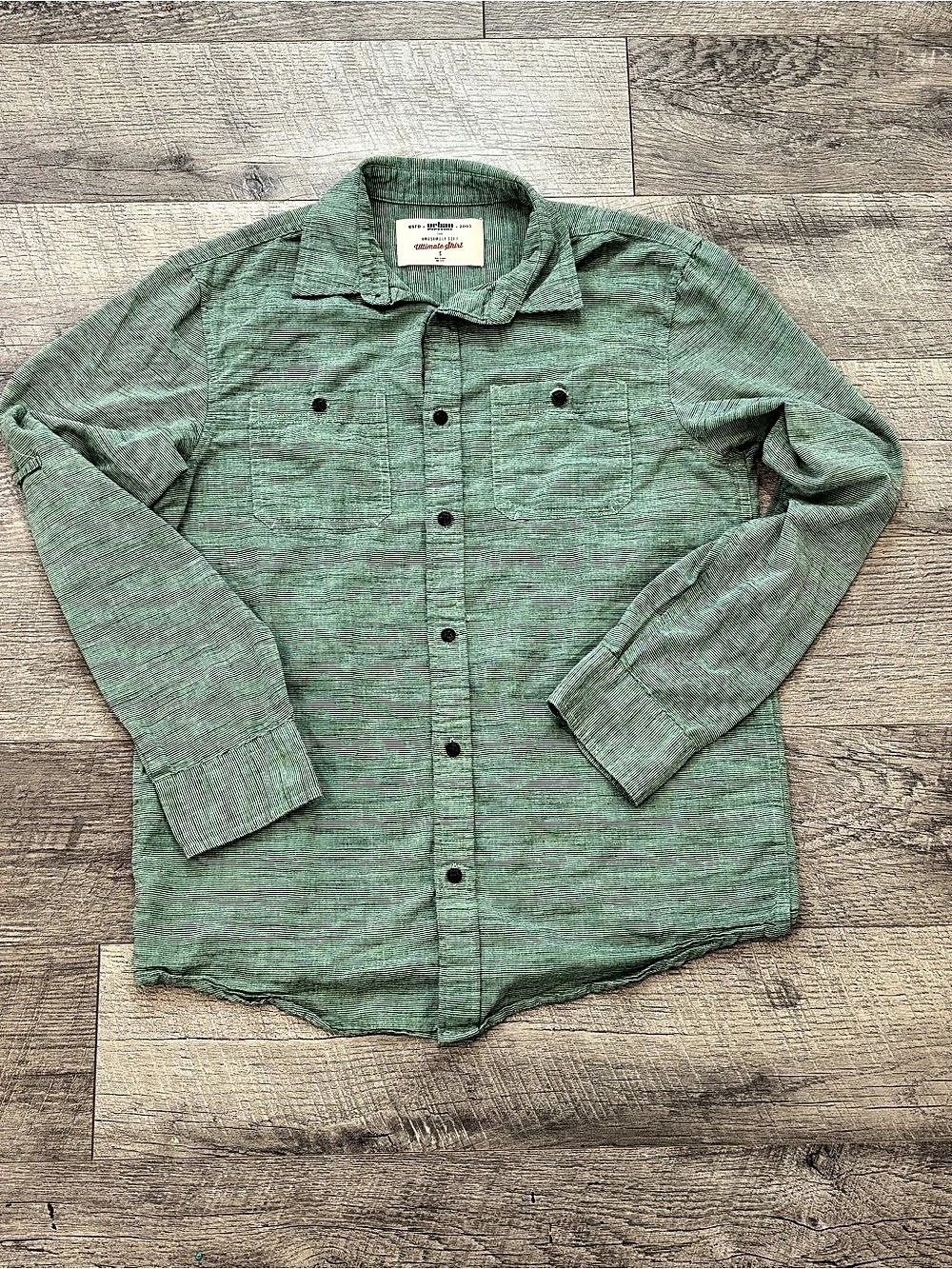 Urban pipeline Men's Green awesomely soft Button-Up Pockets s skater minimalist